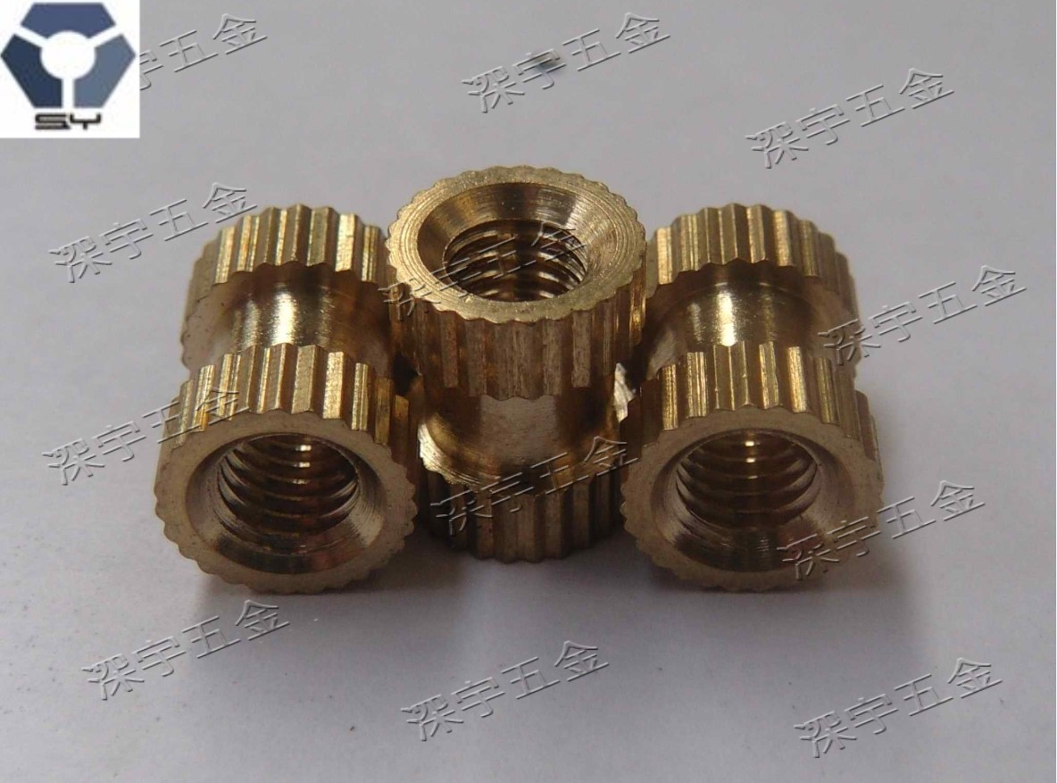 滚花铜螺母,GB809铜花母,嵌入式螺母,压铸螺母,塑胶螺母